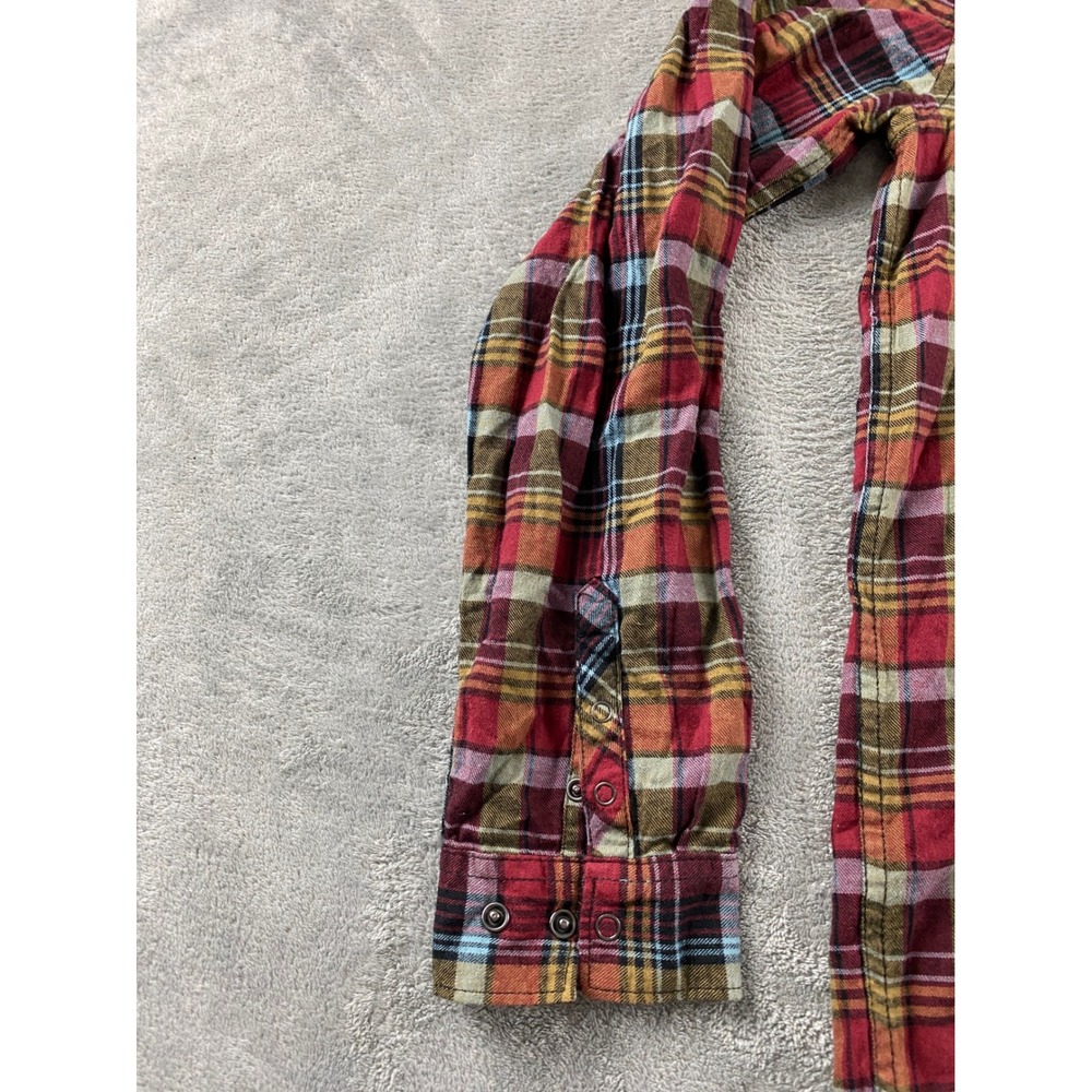 Shawn White Mens‎ XL Hooded Flannel Shirt Red Plaid Snap Button Long Slv Skater - Picture 5 of 10